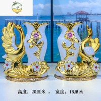 YICHENG欧式陶瓷花瓶客厅电视柜餐桌插花家居装饰品室内创意白色天鹅摆件