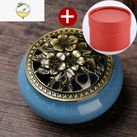 YICHENG香炉家用室内檀香纯铜陶瓷摆件香道创意仿古熏香沉香盘香薰炉塔香