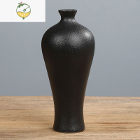 YICHENG黑色陶瓷花瓶净瓶小花瓶复古摆件器干花粗陶创意客厅水培居家装饰