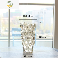 YICHENG北欧轻奢水晶玻璃花瓶透明客厅酒店插花玫瑰百合鲜花装饰花器摆件 25MM波西米亚(香槟色)