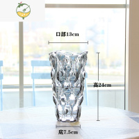 YICHENG北欧轻奢水晶玻璃花瓶透明客厅酒店插花玫瑰百合鲜花装饰花器摆件 25MM波西米亚(烟灰)