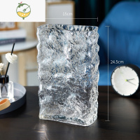 YICHENG北欧简约网红玻璃花瓶透明创意水养玫瑰百合花瓶客厅插花摆件花器 冰川激光(透明)升级加厚版 实物比图片更好看