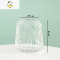 YICHENG西班牙风格手工湖蓝大花瓶透明玻璃客厅餐桌装饰插花水培玻璃花器 西班牙-浮雕透明小号 中等