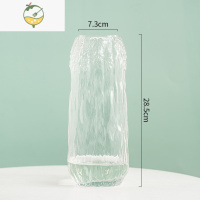 YICHENG西班牙风格手工湖蓝大花瓶透明玻璃客厅餐桌装饰插花水培玻璃花器 西班牙-浮雕透明大号 中等