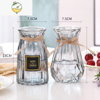 YICHENG[四件套]北欧玻璃花瓶透明水培植物富贵竹百合客厅花器插花摆件 M15(贴标+南瓜)烟灰色 大