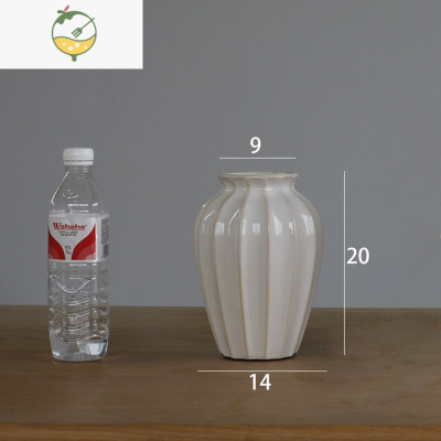 YICHENG不漏水!美式简约创意复古陶瓷花瓶客厅餐厅橱窗白色花器花艺套装 小号花瓶(高20cm)