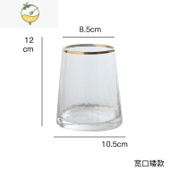 YICHENG 轻奢ins金边花瓶摆件客厅插花透明水培花器干花装饰艾莎 锥形宽口透明小号