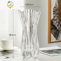 YICHENG/博洛克透明 白菜/凤尾/水晶玻璃花瓶 富贵竹插花瓶台面花器 凤尾款大号高30CM