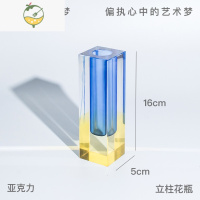 YICHENGDART造梦 花瓶摆件简约北欧ins亚克力方柱玻璃气泡花器插花水培 C款亮面