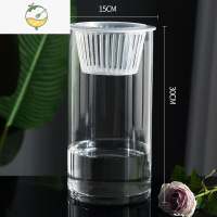 YICHENG水培植物玻璃瓶透明直筒客厅花瓶水养绿萝白掌玻璃空器定植篮花器 15*30水培深蓝 中等