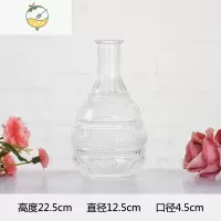 YICHENG马德里浮雕复古花纹玻璃瓶插花水培客厅书房花器摆件透明玻璃花瓶 大号莲花