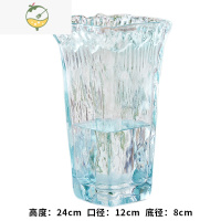 YICHENG西班牙花瓶摆件客厅插花鲜花玻璃透明花器水培水养轻奢装饰 花边西班牙-青蓝款