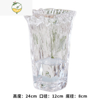 YICHENG西班牙花瓶摆件客厅插花鲜花玻璃透明花器水培水养轻奢装饰 花边西班牙-透明款