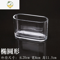 YICHENG透明水培玻璃花盆花瓶乌龟缸长方形缸 S缸 植物花器绿萝水仙 8*20椭圆形