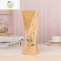 YICHENG陶瓷花瓶高筒现代家居大件摆件金色花朵 客厅插花花艺花器向日葵 30厘米金色曲