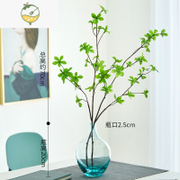 YICHENG吊钟马醉木大肚玻璃花瓶小口水养摆件客厅插花器居家桌面水培 2支仿真吊钟+ 气泡瓶(蓝色)