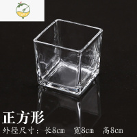 YICHENG透明水培玻璃花盆花瓶乌龟缸长方形缸 S缸 植物花器绿萝水仙 8*8正方缸
