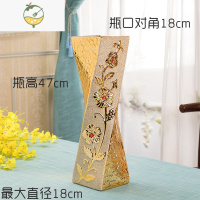 YICHENG陶瓷花瓶高筒现代家居大件摆件金色花朵 客厅插花花艺花器向日葵 47厘米金色曲