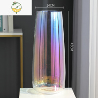 YICHENG龙柳花瓶玻璃透明高款插花长枝干支柳条柳枝插龙柳枝鲜枝干枝花器 Menu系列设计感彩虹