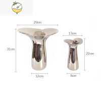 YICHENG现代艺术家居电镀陶瓷银色花器茶几餐桌装饰摆件设计师大喇叭花瓶 组合