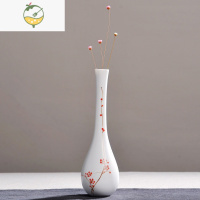 YICHENG陶瓷小花瓶摆件创意手绘荷花白瓷瓶观音玉净瓶简约日式花器 所有花瓶均不含干花