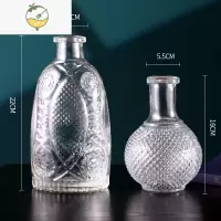 YICHENG马德里浮雕复古花纹玻璃瓶插花水培客厅书房花器摆件透明玻璃花瓶 浮雕款(鱼+小地球) 中等