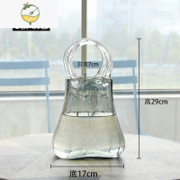 YICHENG北欧玻璃花瓶 手提包 创意客厅插花玫瑰百合鲜花家用干花花器摆件 手提包花瓶B(灰色)