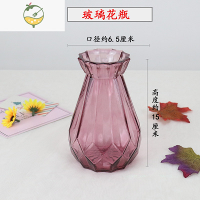 YICHENG创意简约水养玻璃花瓶干花绢花家用桌面陶瓷插花器塑料花艺摆设品 玻璃花瓶/酒红