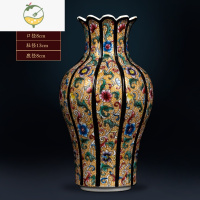 YICHENG景德镇陶瓷仿古珐琅彩手绘花瓶中式客厅玄关电视柜插花器摆件 手绘珐琅彩花篮瓶+证书+底座