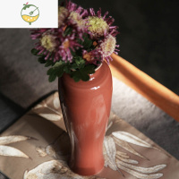 YICHENG仿古花瓶花器净水观音瓶高白霁红翡翠绿陶瓷摆件禅意礼佛清供日式 朱砂红