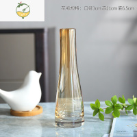 YICHENG客厅插花小口玻璃花瓶透明简约桌面水养鲜花玫瑰花器办公桌小花瓶 琥珀 中等