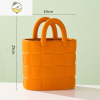 YICHENG北欧风创意简约包包花瓶莫兰迪陶瓷客厅插花轻奢家居装饰摆件花器 莫兰迪/手提包包-橘色 大