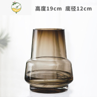 YICHENG高级感鲜花玻璃花瓶摆件客厅插花雪柳百合银柳水培餐桌装饰花器 高级感小号-咖色