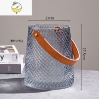 YICHENG北欧创意玻璃包包花瓶网红手提篮摆件装饰轻奢客厅鱼缸花盆花器 大号