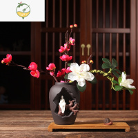 YICHENG北欧简约中式禅意花器陶瓷干花插花客厅桌面装饰小花瓶工艺品摆件 水培花器1(木架+仿真花 +蜗牛) 中等