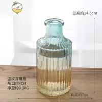 YICHENGins北欧菱形浮雕透明玻璃花瓶餐桌水培干花插花器客厅装饰品摆件 浮雕花瓶-竖纹款