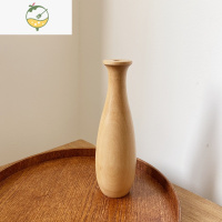 YICHENGins风实木小花瓶 木质插花花器花瓶 民宿咖啡厅装饰摆件 拍照道具 18.5厘米大号(送一支尤加利叶