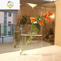 YICHENG原创设计北欧风书籍造型亚克力花瓶水养鲜花插花器家居装饰品摆件 透明白英文