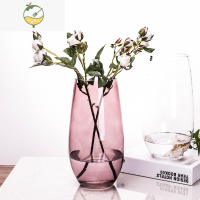 YICHENG欧式时尚插花恐龙蛋造型花器 简约彩色玻璃花瓶 客厅装饰品摆件 紫红色