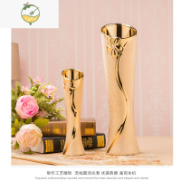 YICHENG陶瓷花瓶圆插花北欧 40cm50cm落地插花器电视背景园艺高筒小花瓶 30厘米+46厘米金色小蛮腰一对