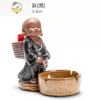 YICHENG2021创意陶瓷烟灰缸防飞灰家用客厅办公室个性潮流烟灰缸可喷水 童趣喷水烟灰缸(黑)38