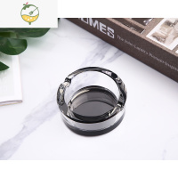 YICHENG水晶玻璃小烟灰缸新品精致方形创意礼品时尚个性茶几酒店客房客厅 高园黑色(底)
