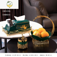 YICHENG轻奢风创意个性潮流防飞灰家用客厅北欧式高级感时尚带盖烟灰缸盒 绿[花缘烟灰缸带盖子+[立体樱花]水果盘+[