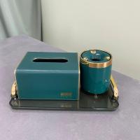 YICHENG轻奢烟灰缸漏斗式防飞灰烟灰办公室创意北欧家用客厅潮流个性陶瓷 烟灰缸+纸巾盒+托盘(三件套)