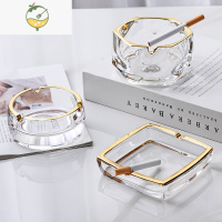 YICHENG玻璃烟灰缸金边轻奢创意个性潮流家用茶几客厅北欧ins办公室烟缸 描金三件套(六棱形+四边形+圆鼓形)
