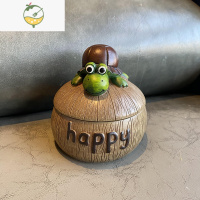 YICHENG烟灰缸创意个性潮流ins风可爱树脂烟缸家用客厅办公室带盖防烟味 乌龟烟灰缸