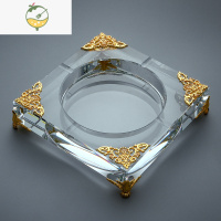 YICHENG奢华水晶玻璃烟灰缸创意个性潮流时尚家用客厅办公室KTV烟缸定制 18CM金角透明款A款送防滑垫