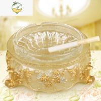 YICHENG轻奢烟灰缸创意个性潮流家用客厅高端茶几时尚烟缸带盖防飞灰大号 明黄色 出水芙蓉珍珠黄