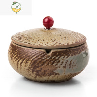 YICHENG粗陶复古烟灰缸 创意家用客厅防飞灰烟缸 办公室茶几桌面摆件 褐色0721-2
