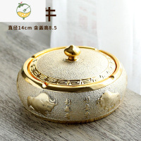 YICHENG客厅家用创意烟灰缸带盖陶瓷个性潮流有盖新中式办公室大气简约 镀金--鸿运牛烟灰缸[带盖]